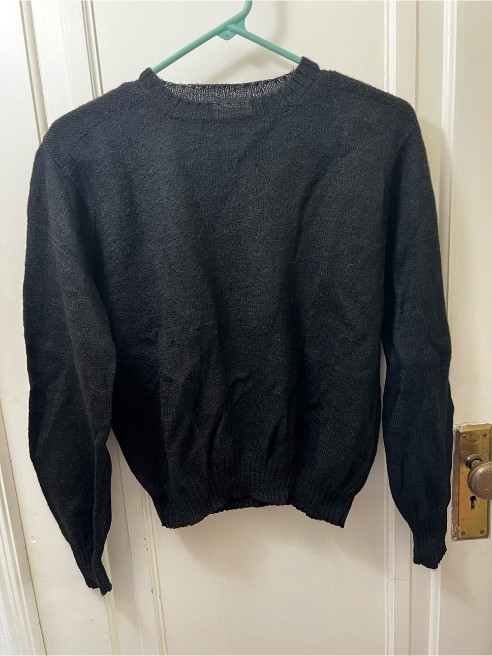 Classic 1950s Black 100% Wool Sweater